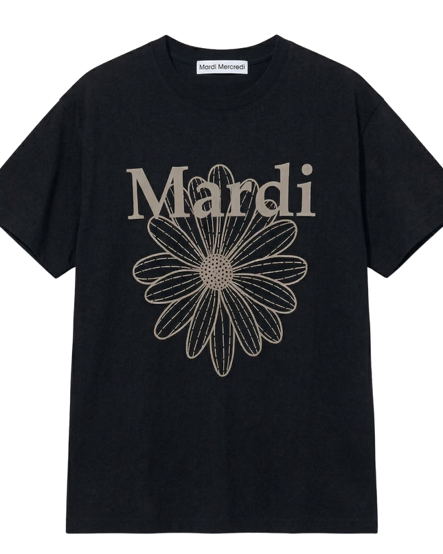 Mardi Mercredi - Unisex Tshirt Flowermardi_Black Taupe - T-Shirts - Korean Fashion | 4982-Studio