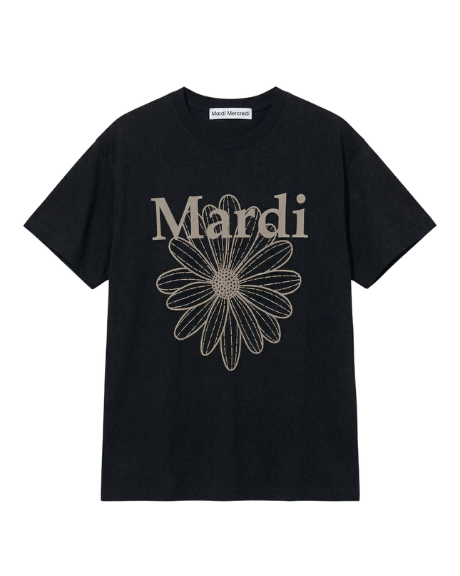 Mardi Mercredi - Unisex Tshirt Flowermardi_Black Taupe - T-Shirts - Korean Fashion | 4982-Studio