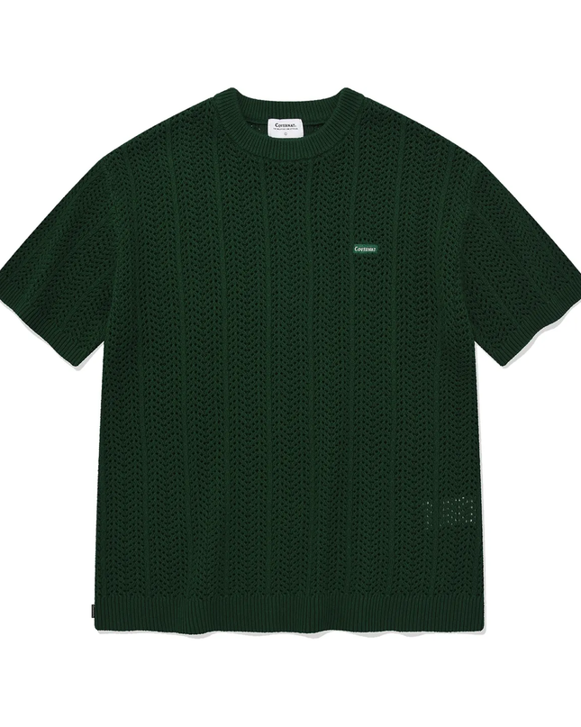 COVERNAT - Cable Round Half Knit Green - Knitwear - Korean Fashion | 4982-Studio