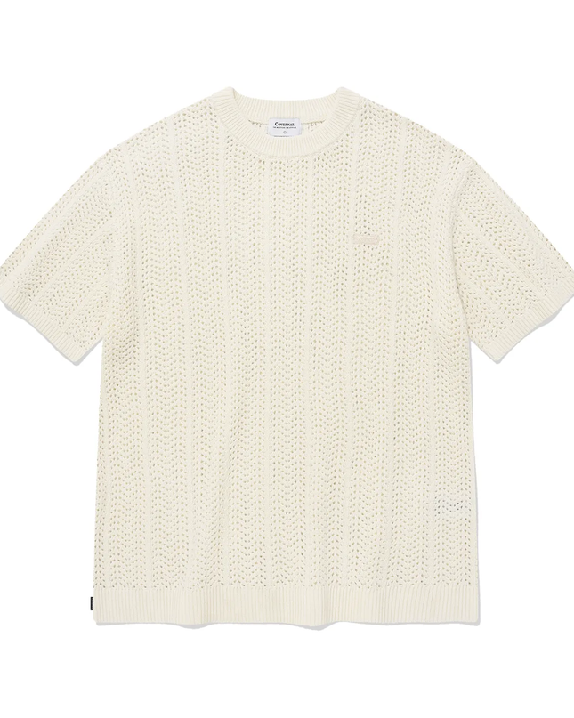 COVERNAT - Cable Round Half Knit Ivory - Knitwear - Korean Fashion | 4982-Studio