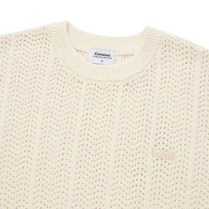 COVERNAT - Cable Round Half Knit Ivory - Knitwear - Korean Fashion | 4982-Studio