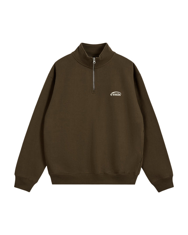 emis - Half Zip-Up Logo Sweat Shirt - Sweatshirts - Korean Fashion | 4982-Studio