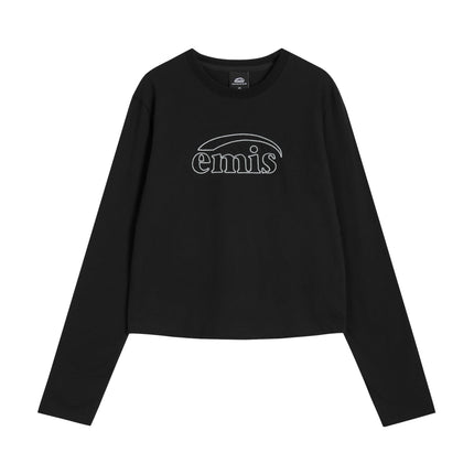 emis - (W) Long Sleeve Chain Stitch T-Shirt - T-Shirts - Korean Fashion | 4982-Studio